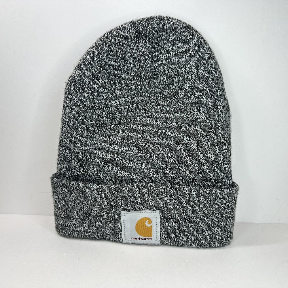 Carhartt PennVet Hat Beanie Knit One Size Gray Black Mens Made USA Acrylic